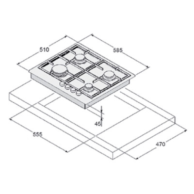 Газова варильна поверхня Fabiano FHG 1244 GH Black Glass