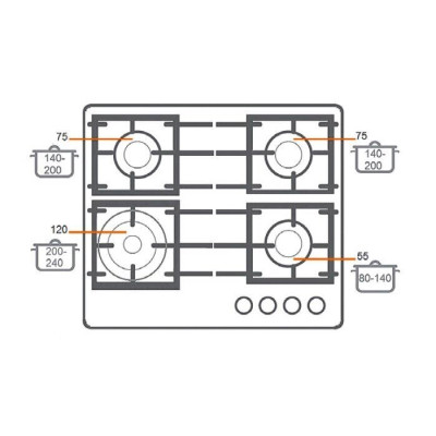 Газова варильна поверхня Fabiano FHG 14-44 GH-T White Glass