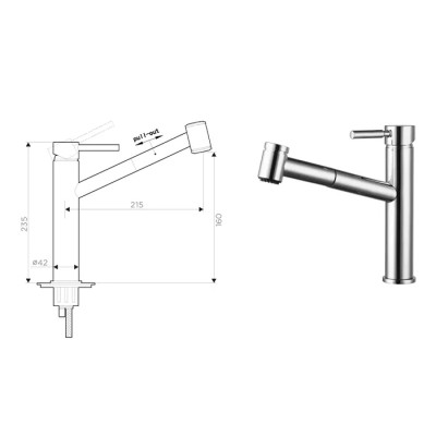 Смеситель кухонный Fabiano FKM 66 Inox