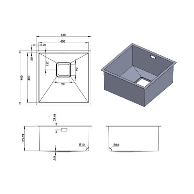 Кухонна мийка Fabiano Quadro 44 Nano Copper