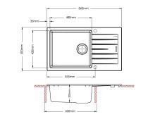 Кухонна мийка Fabiano Classic 86x50 XL Trufle (New)