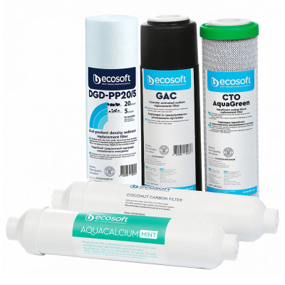 Комплект картриджей Ecosoft P'URE AquaCalcium Mint "6 месяцев"