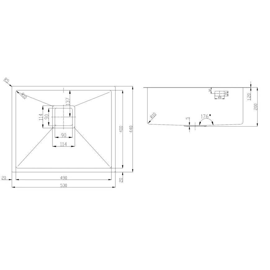 Кухонна мийка Fabiano Quadro 53 Celldecor Nano Graphite