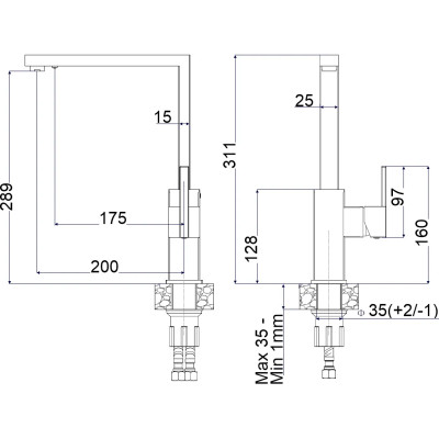 Смеситель кухонный Fabiano FKM 3123 SS Inox