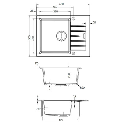 Кухонная мойка Fabiano Classic 65x50 Trufle