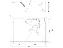 Кухонна мийка Fabiano BR 62x50 Right матове полірування