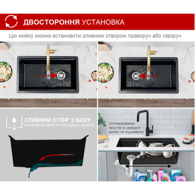 Гранитный кухонный моечный центр Fabiano Classic Center 68 Antracit