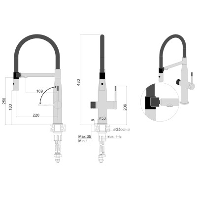 Смеситель кухонный Fabiano FKM 3125 SS Nano Graphite