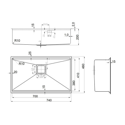 Кухонная мойка Fabiano Quadro Center 74 Celldecor