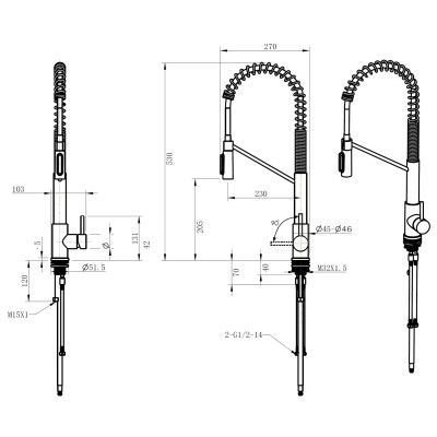 Смеситель кухонный Fabiano FKM 3128 Black Steel