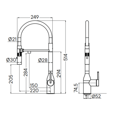 Смеситель кухонный Fabiano FKM 3129 Black Steel