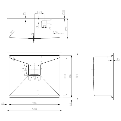 Кухонна мийка Fabiano Quadro Center 54 Celldecor Nano Graphite