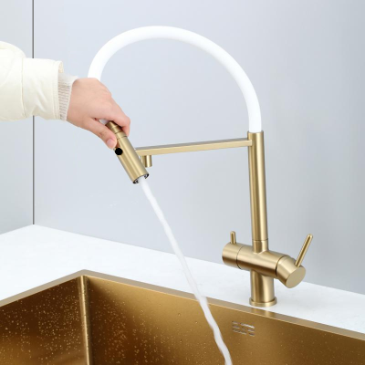 Смеситель кухонный Fabiano FKM 3130 Light Gold