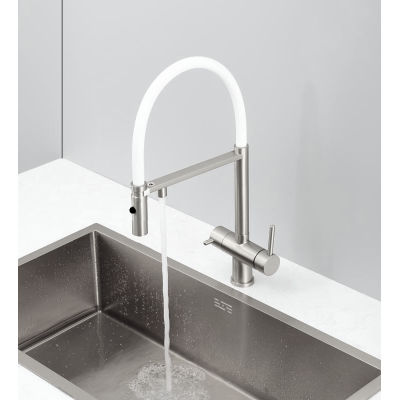 Смеситель кухонный Fabiano FKM 3130 Inox White