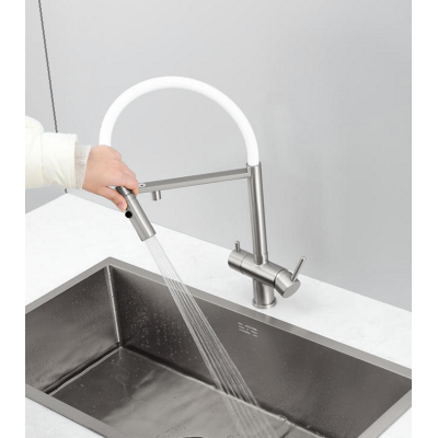 Смеситель кухонный Fabiano FKM 3130 Inox White