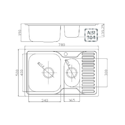 Кухонная мойка Fabiano BR780x500x15 брашированная