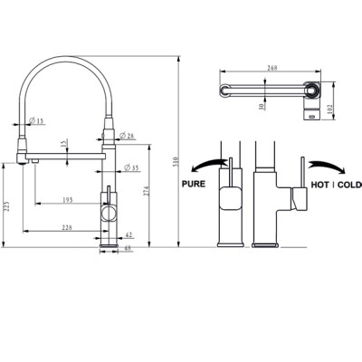 Смеситель кухонный Fabiano FKM 3119PX Inox