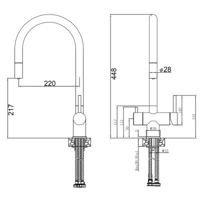 Смеситель кухонный Fabiano FKM 3118P SS Inox