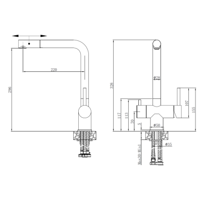 Смеситель кухонный Fabiano FKM 3116P SS Espresso