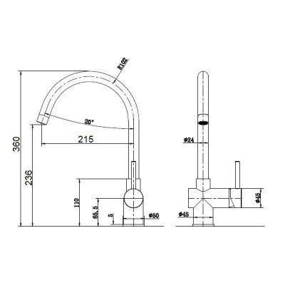Смеситель кухонный Fabiano FKM 39 S/Steel Cream
