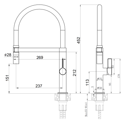 Смеситель кухонный Fabiano FKM 68P SS Inox