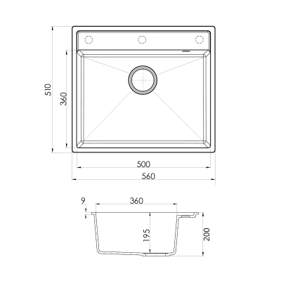 Кухонная мойка Fabiano Quadro 56x51 Titanium