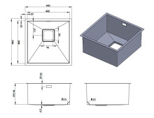 Кухонна мийка Fabiano Quadro 44 R10 (440x440) 1,20 мм