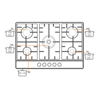 Газова варильна поверхня Fabiano FHG-R 27-95 VGH-T Ivory
