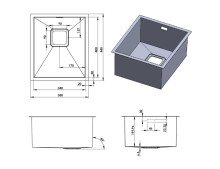 Кухонна мийка Fabiano Quadro 38 R10 (380x440) 1,20 мм