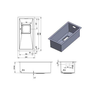 Кухонна мийка Fabiano Quadro 22 R10 1,20 мм