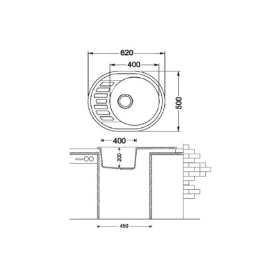 Кухонна мийка Fabiano Arc 62x50 Antracit
