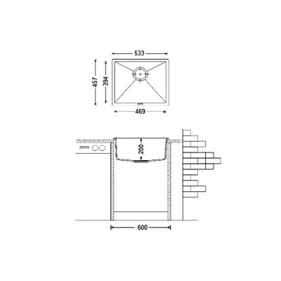 Кухонная мойка Fabiano Quadro 53x46 Beige