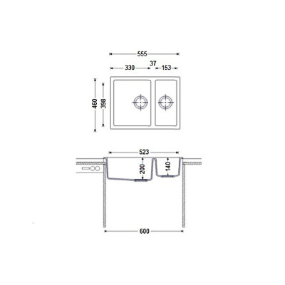 Кухонная мойка Fabiano Quadro 56x46x15 Beige