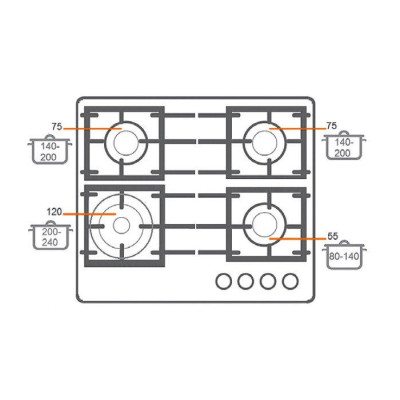 Газова варильна поверхня Fabiano FHG 14-44 VGH-T Black Glass
